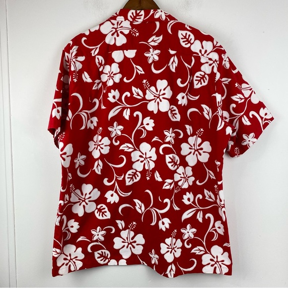 Vintage RJC size XL Men’s Red White Hibiscus Floral Button Up Hawaiian Shirt - Picture 6 of 6